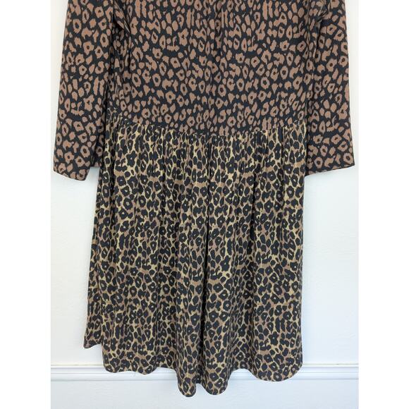 Anthropologie Maeve Juno Dress Animal Leopard Print Chic Boho Black Tan Size S - Picture 8 of 13